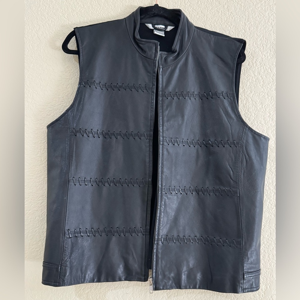 Vintage Nygard Collection Women's Black Leather Vest, Size Large
